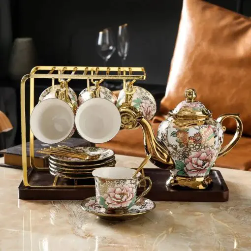 Ensemble De Tasses à Thé En Porcelaine Vintage à Motif Floral – Capacité 201-300 Ml – Pour Café, Bureau, Maison